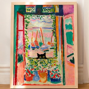 Cat Print Matisse Open Window Funny Gift Poster Wall Art Home Decor WITHOUT FRAME