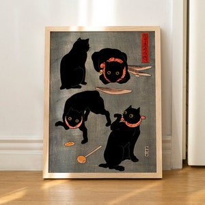 Katze Druck Utagawa Kuniyoshi Kunstwerk Japanische Katzen Wand Kunst Poster Lustiges Geschenk OHNE RAHMEN