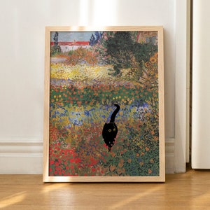 Cat Poster Van Gogh Funny Gift Print Wall Art Famous Painting