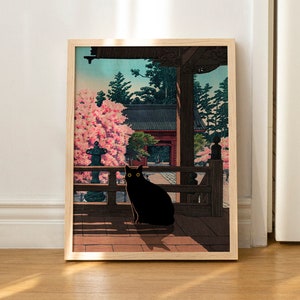 Cat Print Hasui Kawase Kamakura Artwork Japanese Wall Art Poster Funny Gift UNFRAMED