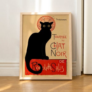 Cat Print Chat Noir French Vintage Funny Gift Poster Wall Art Home Decor WITHOUT FRAME