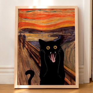 Poster di gatto The Scream Cat Print Dipinto originale Ritratto di gatto Regalo unico SENZA CORNICE