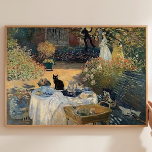 猫のプリント モネ 面白いギフト ポスター ウォールアート ホームデコレーション