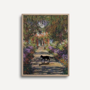 Black Cat Poster Monet Floral Landscape Funny Gift Print Wall Art Home Decor UNFRAMED