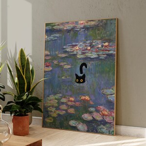 Cat Print Monet Water Lilies Funny Gift Poster Wall Art Home Decor - Etsy