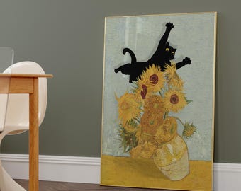 絵画 猫 猫の絵 ゴッホ 向日葵 パロディ オマージュ cat art Gogh 絵画 猫 猫の絵 ゴッホ 向日葵 パロディ オマージュ cat art