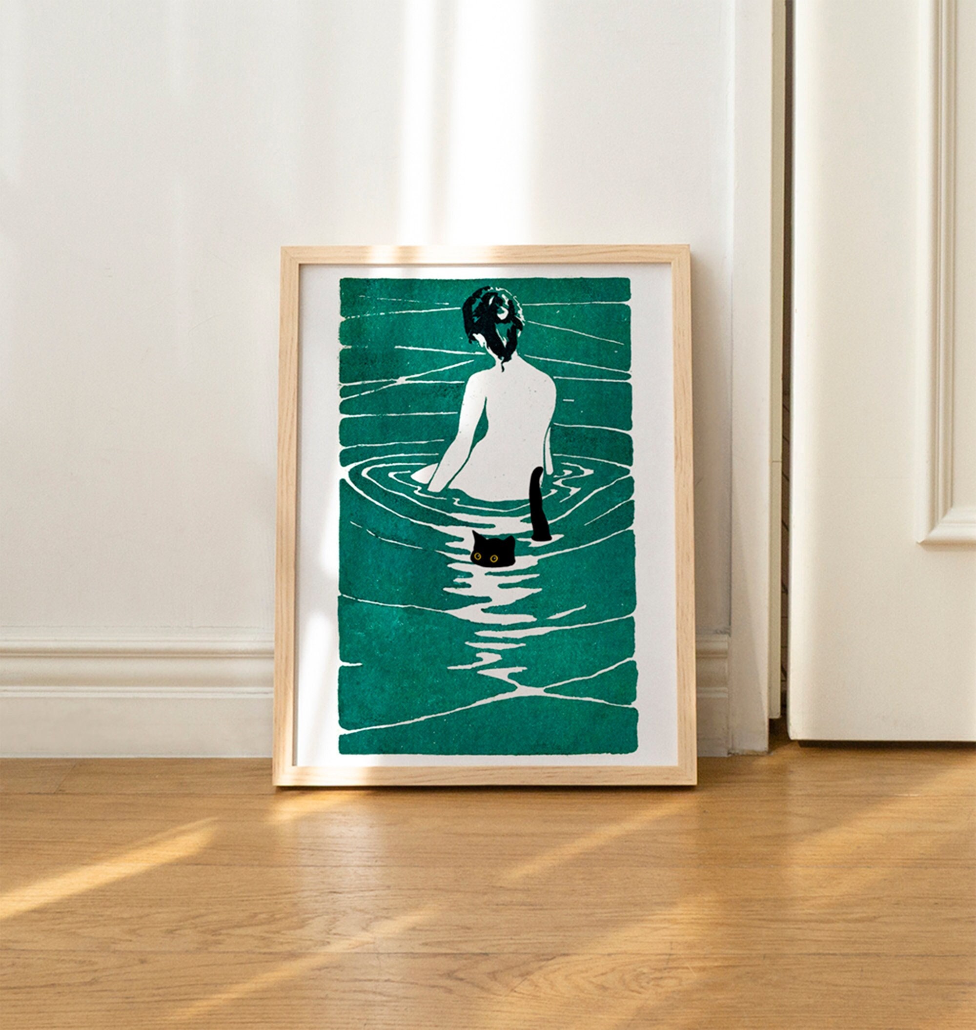 Impression de chat Ichijo Narumi, oeuvre de nu féminin assis, affiche d'art mural japonais, cadeau amusant sans cadre