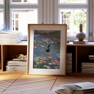 Cat Print Monet Water Lilies Funny Gift Poster Wall Art Home Decor - Etsy