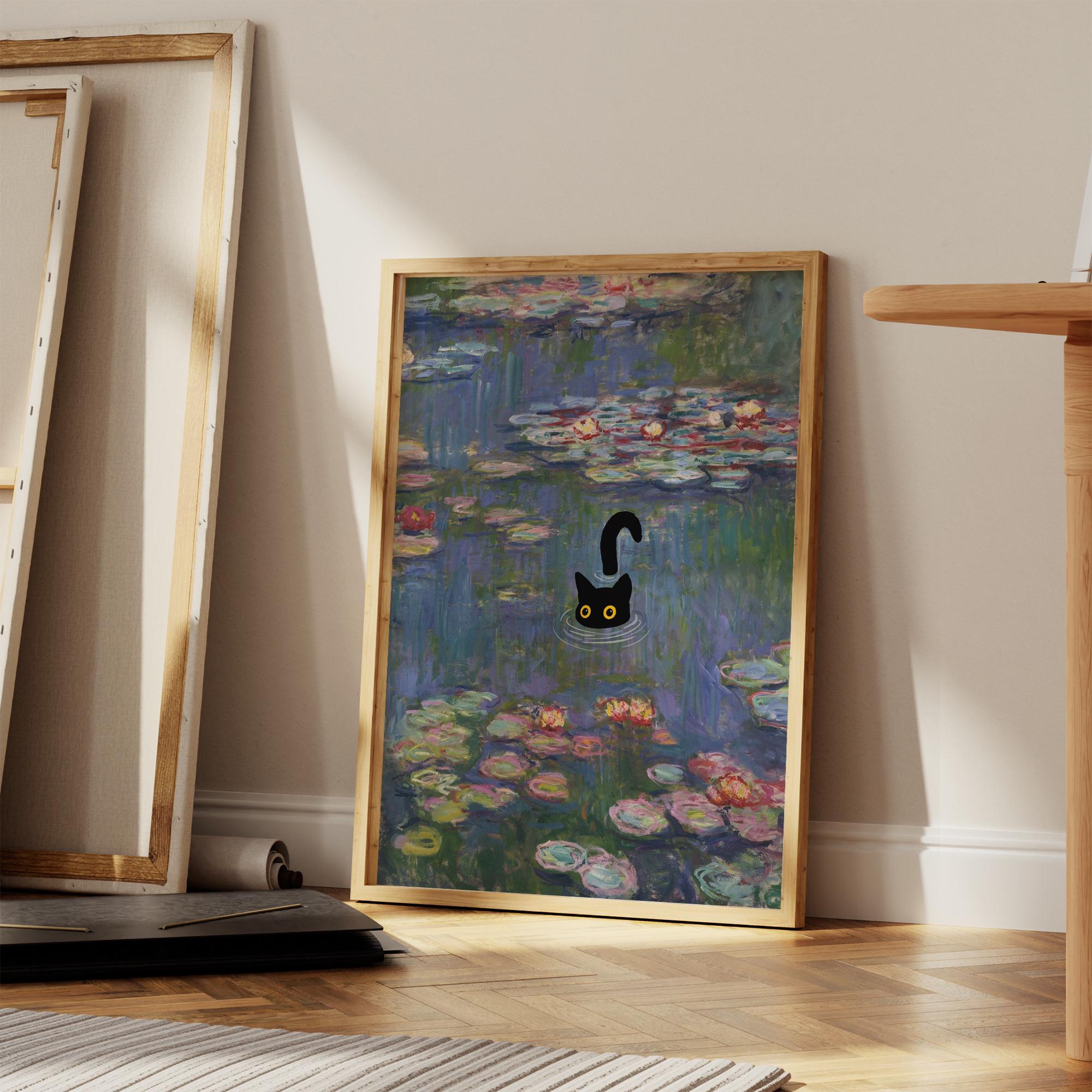Cat Print Monet Water Lilies Funny Gift Poster Wall Art Home Decor - Etsy