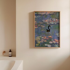 Cat Print Monet Water Lilies Funny Gift Poster Wall Art Home Decor - Etsy
