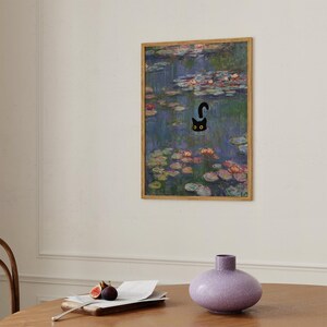Cat Print Monet Water Lilies Funny Gift Poster Wall Art Home Decor - Etsy
