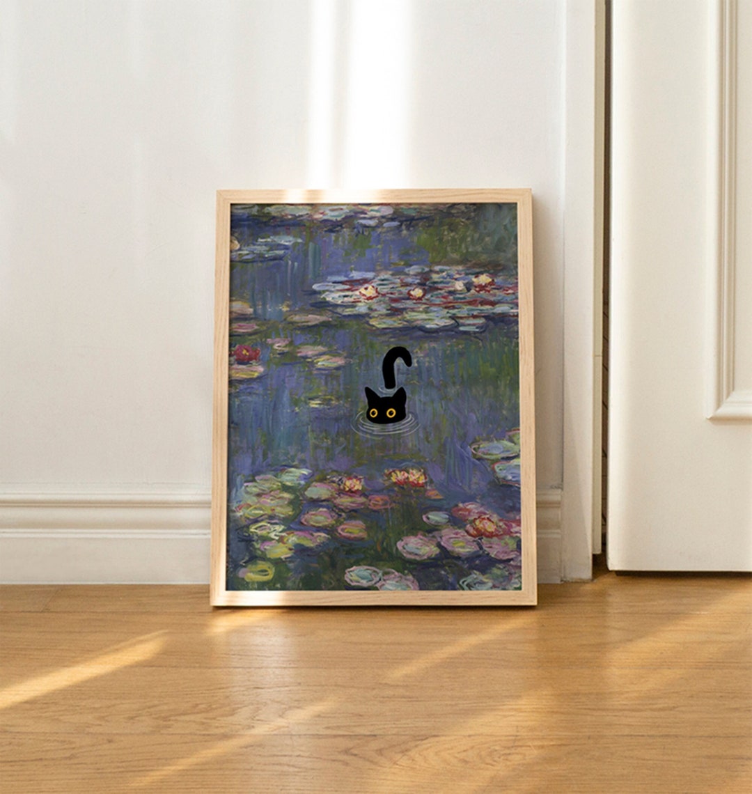 Cat Print Monet Water Lilies Funny Gift Poster Wall Art Home Decor - Etsy