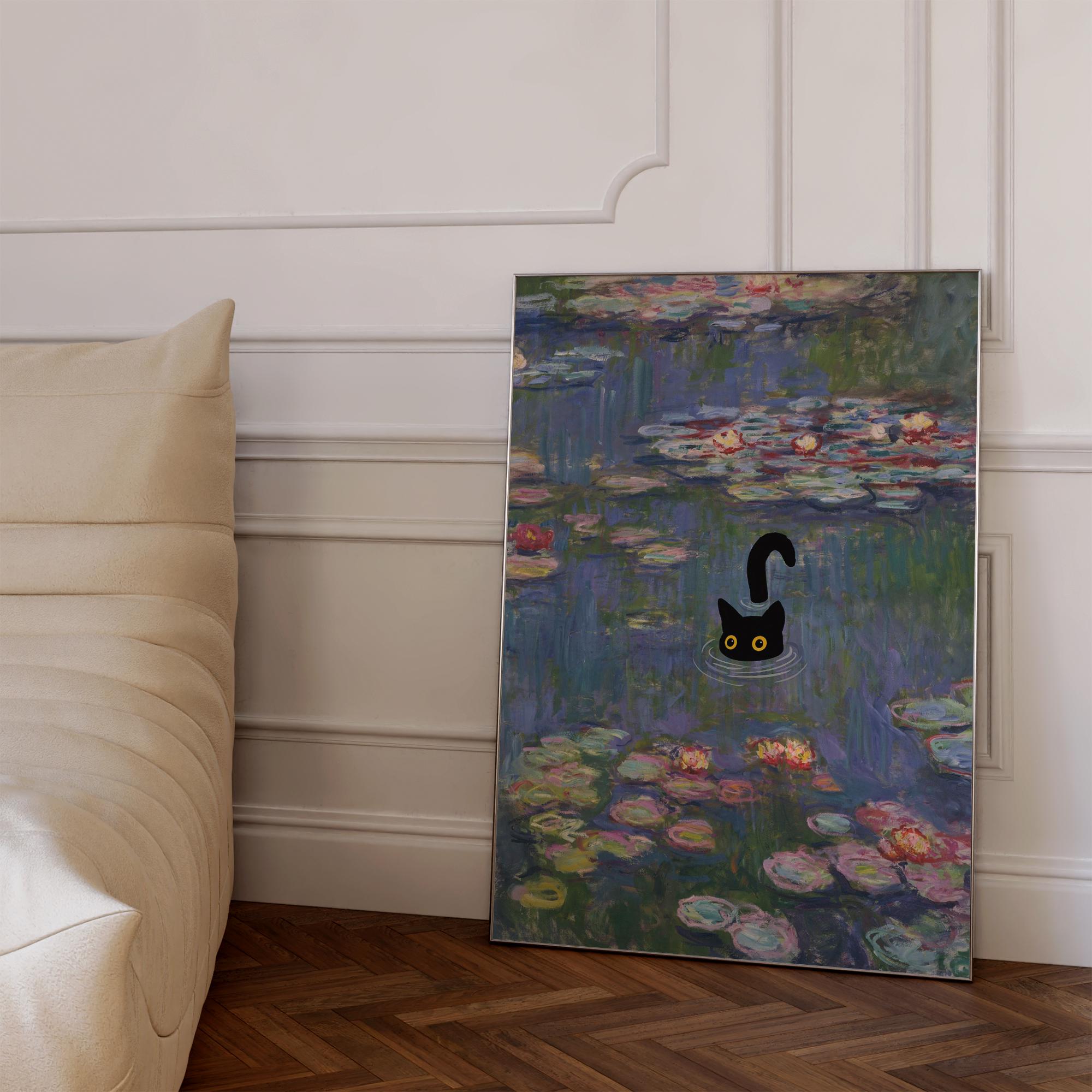 Cat Print Monet Water Lilies Funny Gift Poster Wall Art Home Decor - Etsy