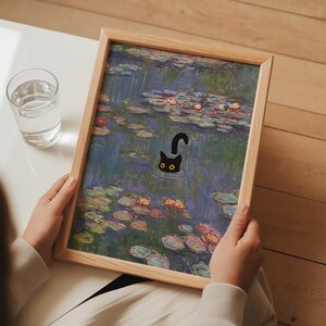 Cat Print Monet Water Lilies Funny Gift Poster Wall Art Home Decor - Etsy