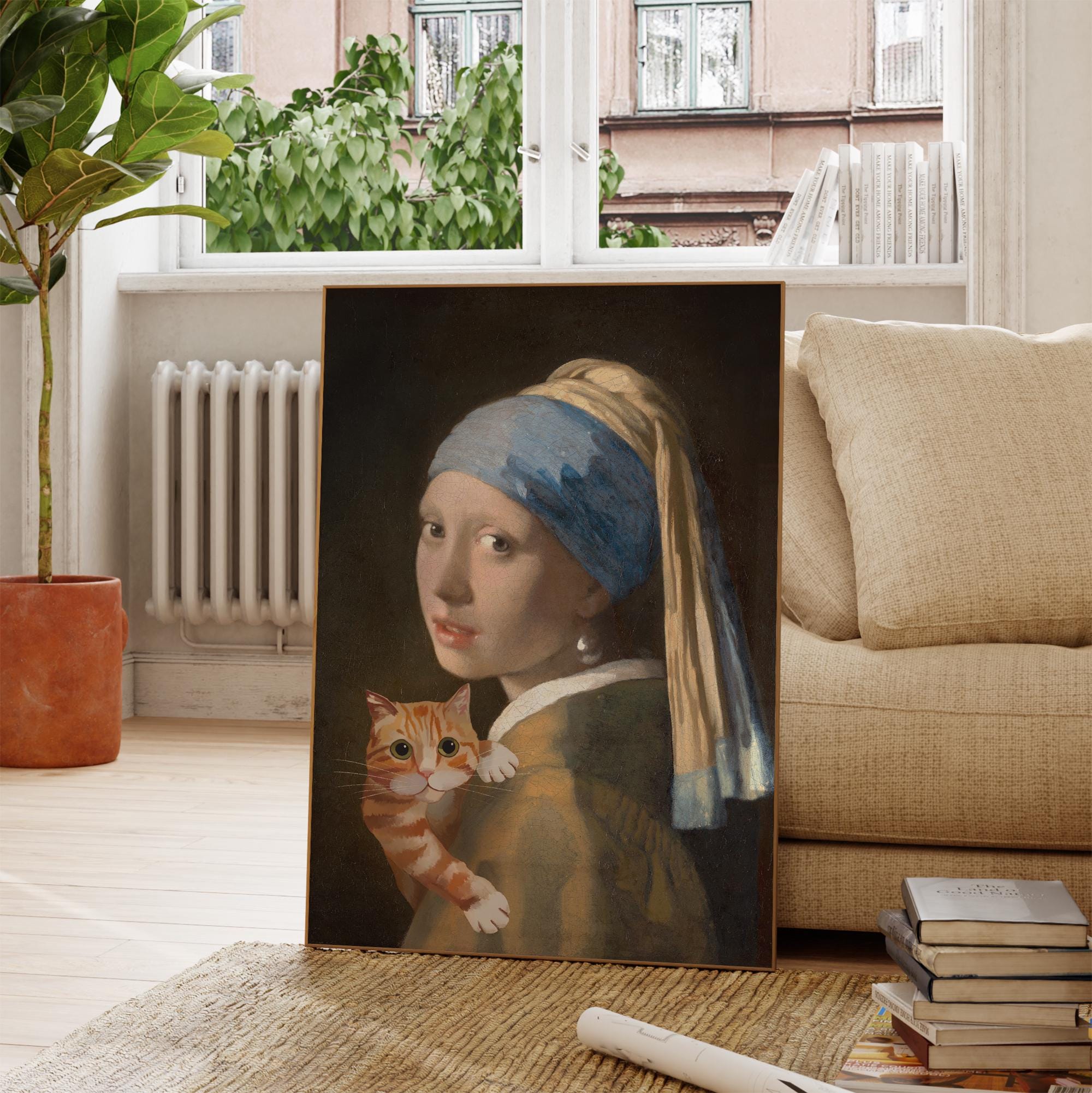 Toile Murale Moderne Chat Tigre Drôle - Affiche Imprimée 50x70cm Pour Salon Et Décoration Maison