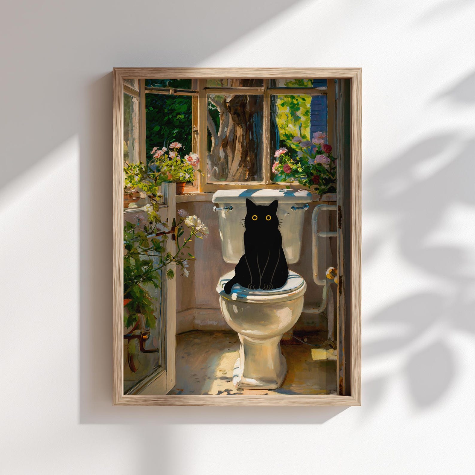 Funny Black Cat Toilet Wall Art Print Bath Monet Poster Bathroom Decor ...