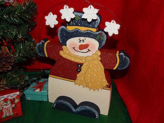 Frosty The Snowman Christmas Decor Rustic Handmade Wood Accent Etsy