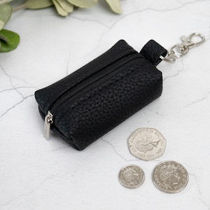 Echtleder Boxy Geldbörse / Leder Kopfhörer Tasche / Kleine Reißverschluss-Schlüsselanhänger Tasche / Schlüsselanhänger Wechselhalter / Ohrhörer Etui Halter