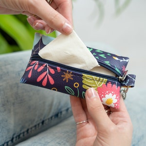 Vegan Leder Taschentücher Etui mit Reißverschluss / Leder Reißverschluss Beutel / Vegan Leder Geldbörse / Maskenhalter / 8 Muster / Medikamente Kit
