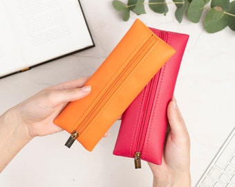 Slim Vegan Leather Zippered Case