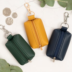 Porte-monnaie carré en cuir / Étui à écouteurs en cuir / Petite pochette porte-clés à fermeture éclair / Porte-monnaie pour porte-clés / Cadeau en cuir unisexe / Sac à médicaments