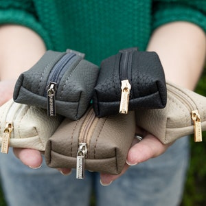Petit sac à main en cuir véritable / Étui pour écouteurs en cuir en 6 couleurs / Pochette en cuir zippée / Porte-clés porte-monnaie / Cadeaux en cuir / Sac porte-clés