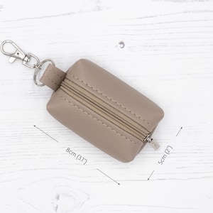 Vegan Leather Small Coin Purse / Leather Earphone Case / Small Zipper Keychain Pouch / Boxy Keyring Change Holder / Unisex Vegan Gifts image 2