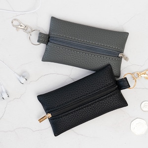 Étui à mouchoirs en cuir véritable / Porte-monnaie en cuir / Pochette en cuir à fermeture éclair 6 couleurs / Pochette à médicaments / Cadeau de remerciement / Porte-cartes