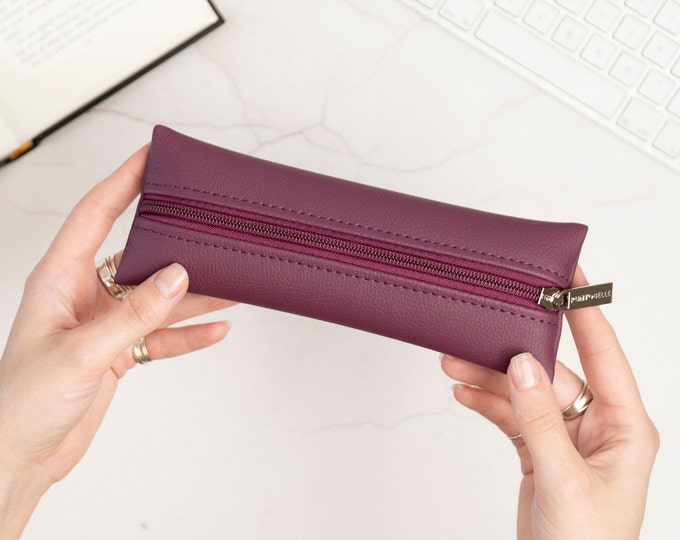 Slim Leather Cosmetic Bag