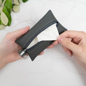 Custodia per fazzoletti da viaggio in vera pelle / Custodia in pelle con cerniera / Portamonete in pelle / Porta medicinali / Regalo di ringraziamento / 6 colori