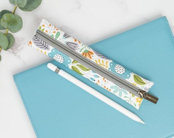 Vegan Leather Pencil Case Skinny Pencil Case / Graphics Tablet Pen Holder / Slim Cosmetic Bag / Make Up Brush Holder / Craft Tool Case