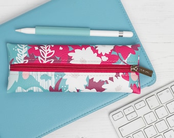 Vegan Leather Pencil Case In "Wildflower"