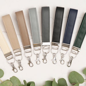 Vegan Leather Wristlet Keyring Fob / Keychain Wrist Lanyard in 9 Colours / Unisex Teacher Gifts / Vegan Leather Gifts / ID Badge Lanyard