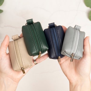 Petit porte-monnaie en cuir végétalien / Étui pour écouteurs en cuir / Petite pochette porte-clés à fermeture éclair / Porte-monnaie carré pour porte-clés / Cadeaux végétaliens unisexe