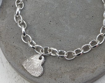 Silver Classic Fingerprint Charm Bracelet