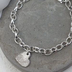 Silver Classic Fingerprint Charm Bracelet