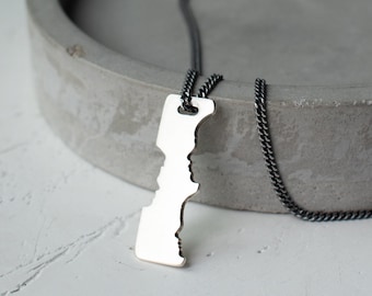 Silver Personalised Silhouette Tag Necklace for Men