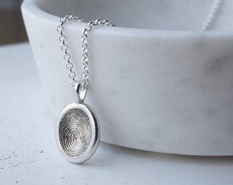 Personalised Fingerprint Silver Nugget Necklace