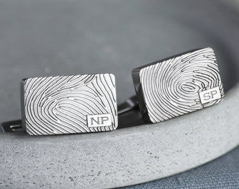 Personalised Fingerprint Stainless Steel Rectangle Cufflinks