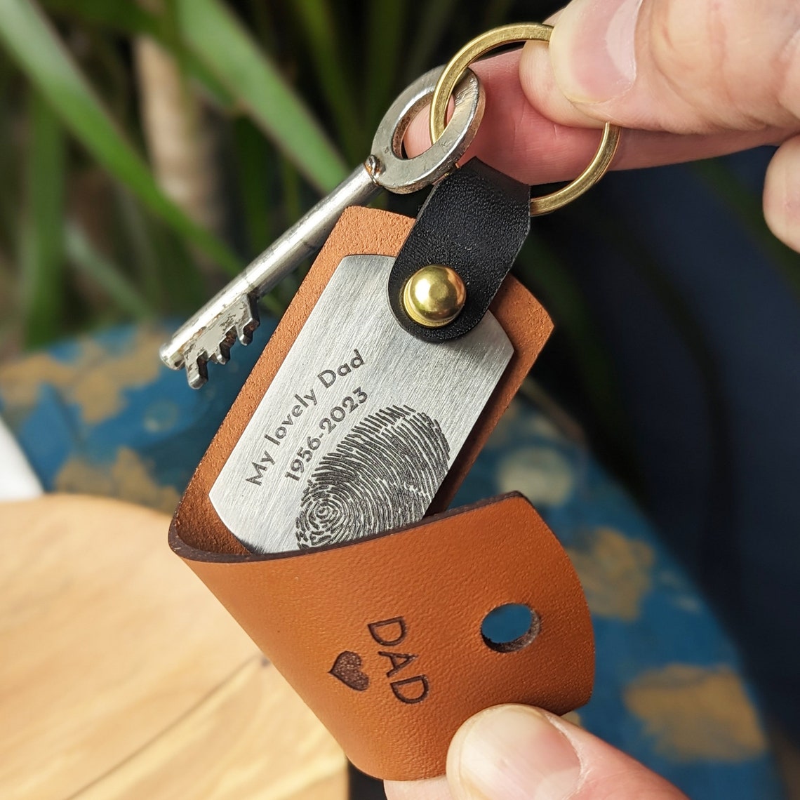 Personalised Fingerprint Leather Keyring - Etsy UK