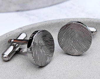 Stainless Steel Fingerprint Button Cufflinks