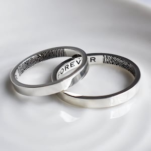Personalised Secret Fingerprint Slim Silver Ring