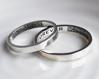 Personalised Secret Fingerprint Slim Silver Ring