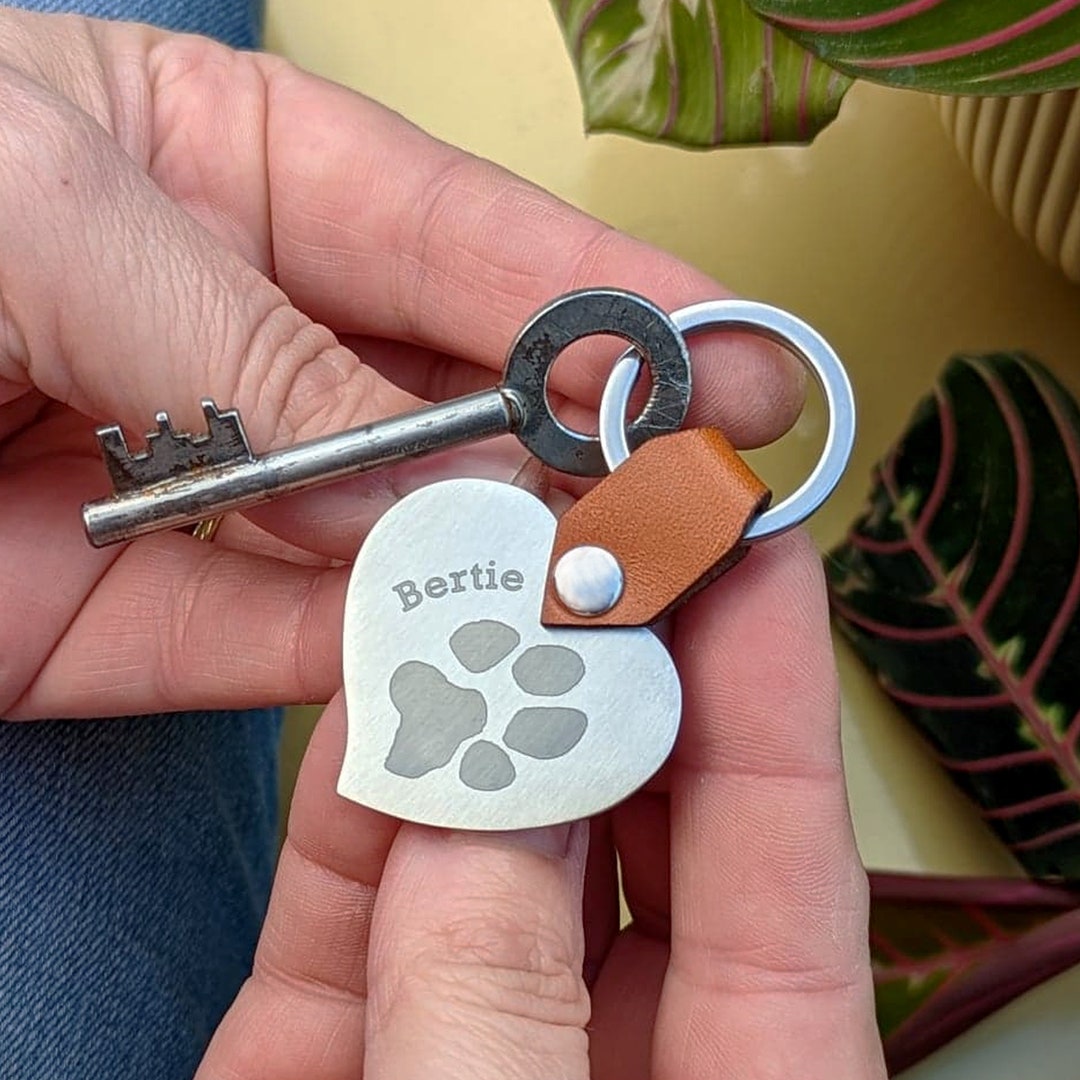 Paw Prints On My Heart - Personalized Leather Photo Keychain
