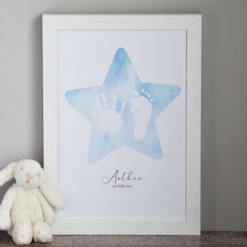 Personalised Baby Hand and Footprint Star Print New Baby Etsy