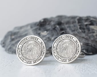 Silver Fingerprint Memorial Coin Cufflinks