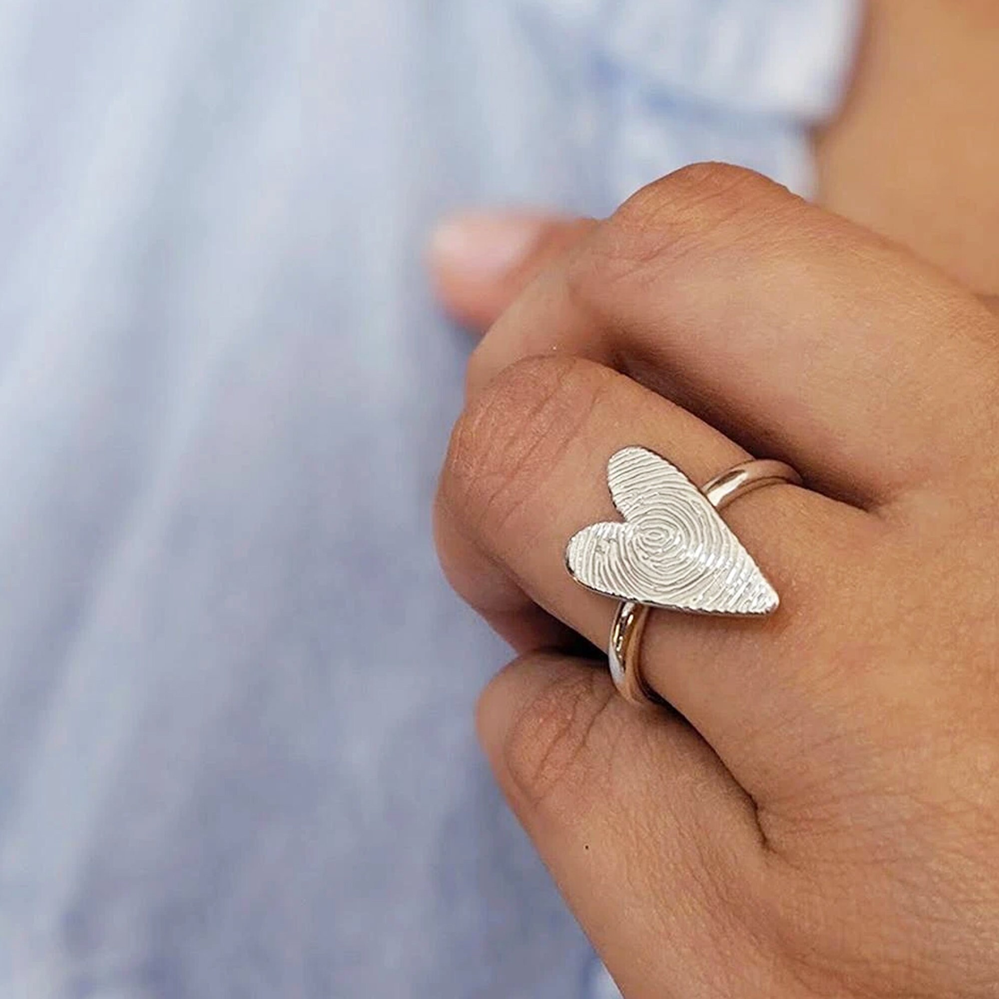 Fingerprint heart best sale ring