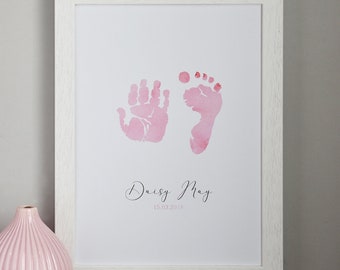 Personalised Baby Hand and Footprint Print | New Baby Handprint Art Keepsake