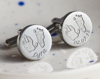 Handprint & Footprint Stainless Steel Cufflinks