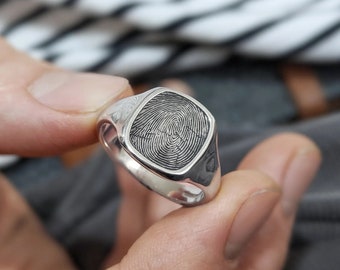 Silver Fingerprint Signet Ring